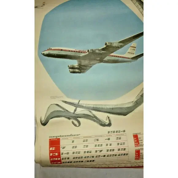1964 Iberia Airlines Calendar Travel Poster Pages – Lot of 6 Vintage Spain Airli